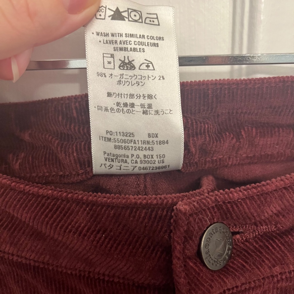 Patagonia Burgundy Corduroy Pants Size 32 - Picture 4 of 4